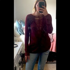 Red boho sheek sweater.